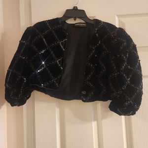 Harry Action vintage velvet crop jacket with puff sleeves